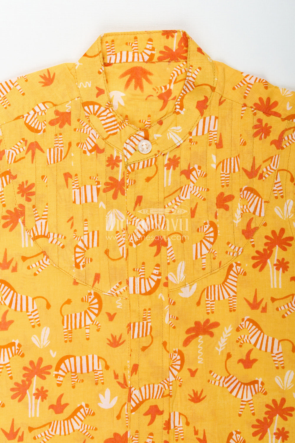The Nesavu Boys Cotton Shirt Jungle Theme Boys Shirt in Soft Cotton Zebra & Tree Prints for Toddlers Nesavu Nesavu Toddler Boys Jungle Theme Cotton Shirt Zebra Tree Prints Everyday Adventure