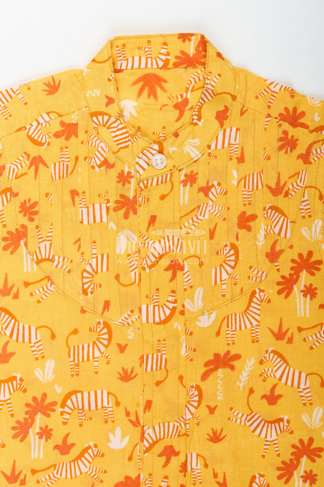 The Nesavu Boys Cotton Shirt Jungle Theme Boys Shirt in Soft Cotton Zebra & Tree Prints for Toddlers Nesavu Nesavu Toddler Boys Jungle Theme Cotton Shirt Zebra Tree Prints Everyday Adventure