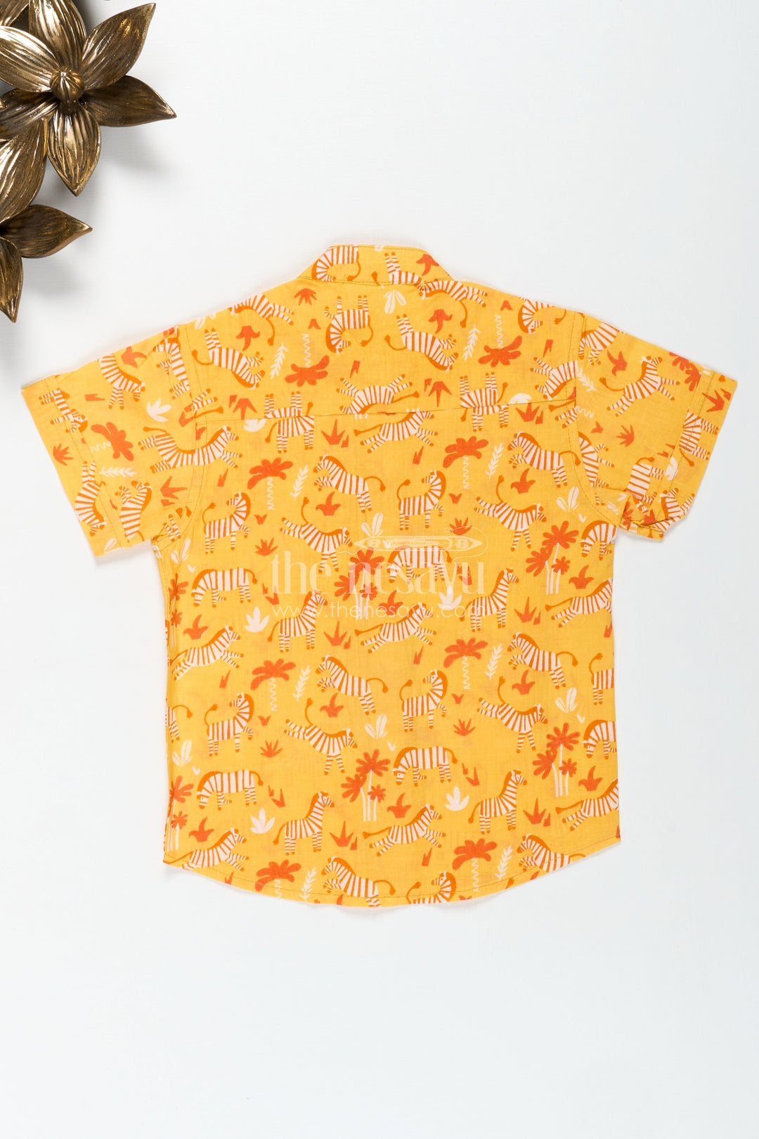 The Nesavu Boys Cotton Shirt Jungle Theme Boys Shirt in Soft Cotton Zebra & Tree Prints for Toddlers Nesavu Nesavu Toddler Boys Jungle Theme Cotton Shirt Zebra Tree Prints Everyday Adventure