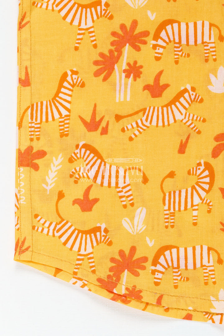 The Nesavu Boys Cotton Shirt Jungle Theme Boys Shirt in Soft Cotton Zebra & Tree Prints for Toddlers Nesavu Nesavu Toddler Boys Jungle Theme Cotton Shirt Zebra Tree Prints Everyday Adventure