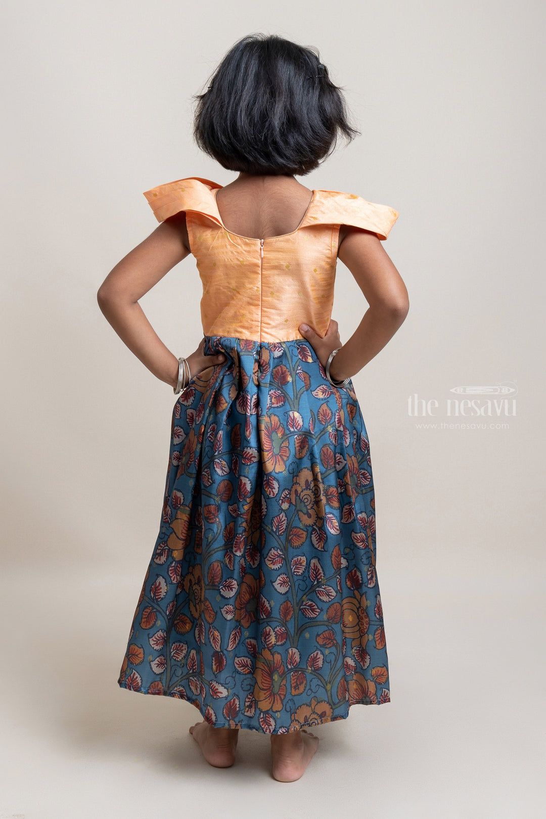 The Nesavu Silk Gown Kalahasti Kalamkari Inspired Designer Kalamkari Anarkali For Kids Nesavu Explore our range of Cotton Anarkali dresses for baby girls | The Nesavu