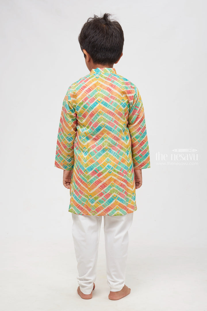 The Nesavu Boys Kurtha Set Kaleidoscope Charm: Geometric Multicolor Symphony Kurta with Coordinated Pant for Boys Nesavu Traditional Boys Kurta with Pant | Exclusive Traditional Boys Collections | The Nesavu