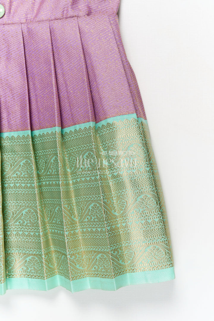 The Nesavu Girls Kanchi Silk Frock Kanchi Silk Frock for Girls for Traditional Birthdays and Festive Wear Nesavu Nesavu kanchi silk frock for girls with pleated skirt and traditional zari weave