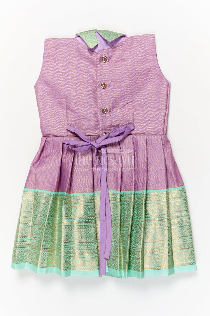 The Nesavu Girls Kanchi Silk Frock Kanchi Silk Frock for Girls for Traditional Birthdays and Festive Wear Nesavu Nesavu kanchi silk frock for girls with pleated skirt and traditional zari weave