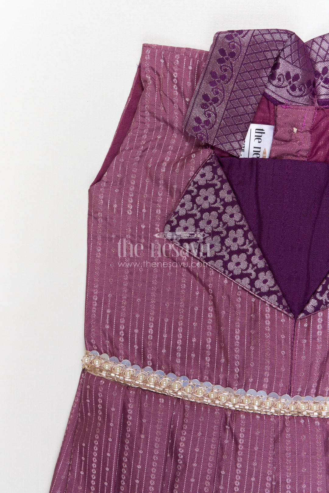 The Nesavu Girls Kanchi Silk Frock Kanchi Silk Frock for Girls for Weddings and Ethnic Celebrations Nesavu Nesavu Kanchi silk frock for girls with zari woven skirt and floral yoke – perfect for weddings and poojas