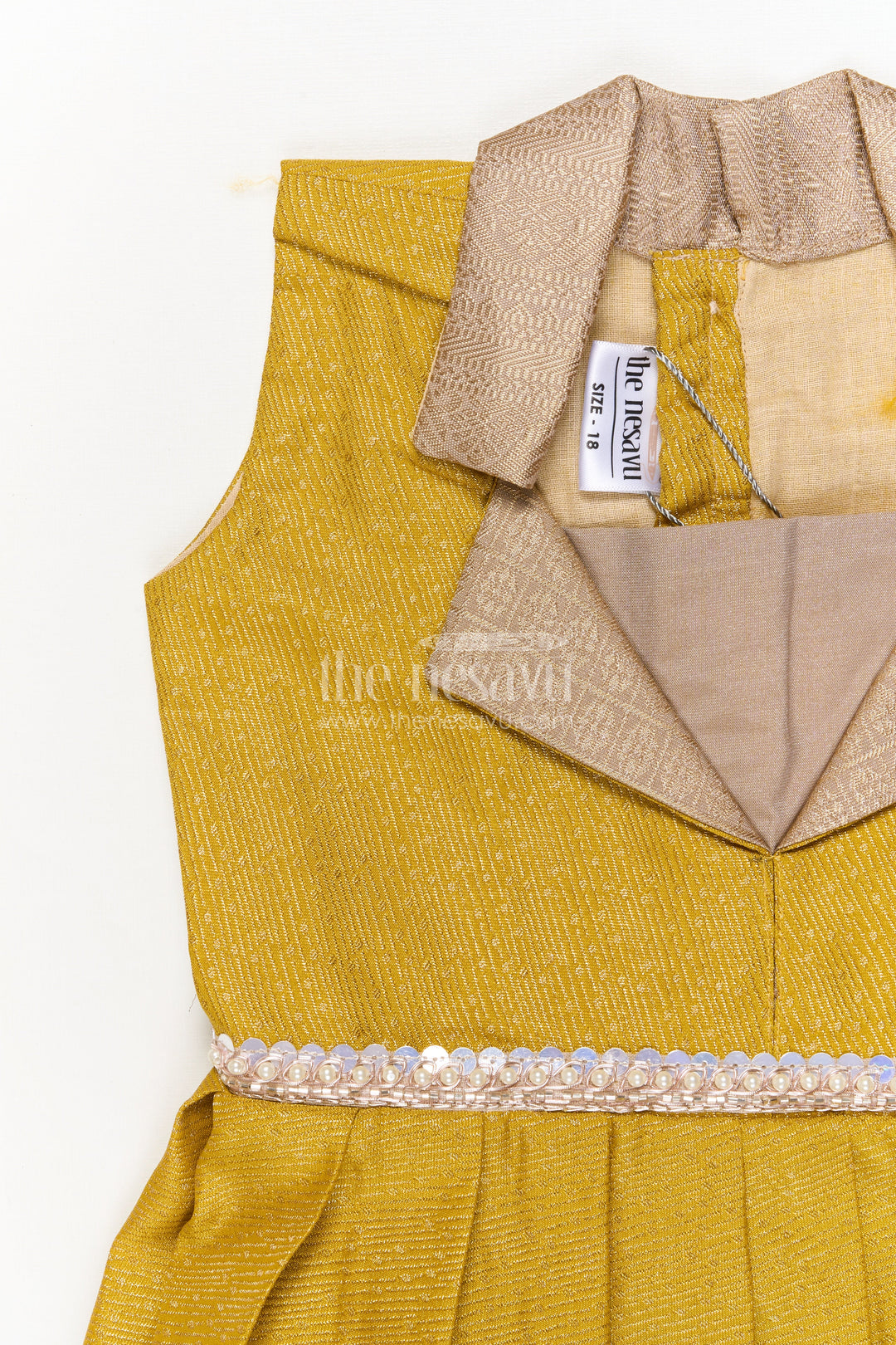 The Nesavu Girls Kanchi Silk Frock Kanchi Silk Frock for Toddler Girls for Traditional Birthday Celebrations Nesavu Nesavu Kanchi silk frock for toddler girls with zari pleats and stylish collar for festive events