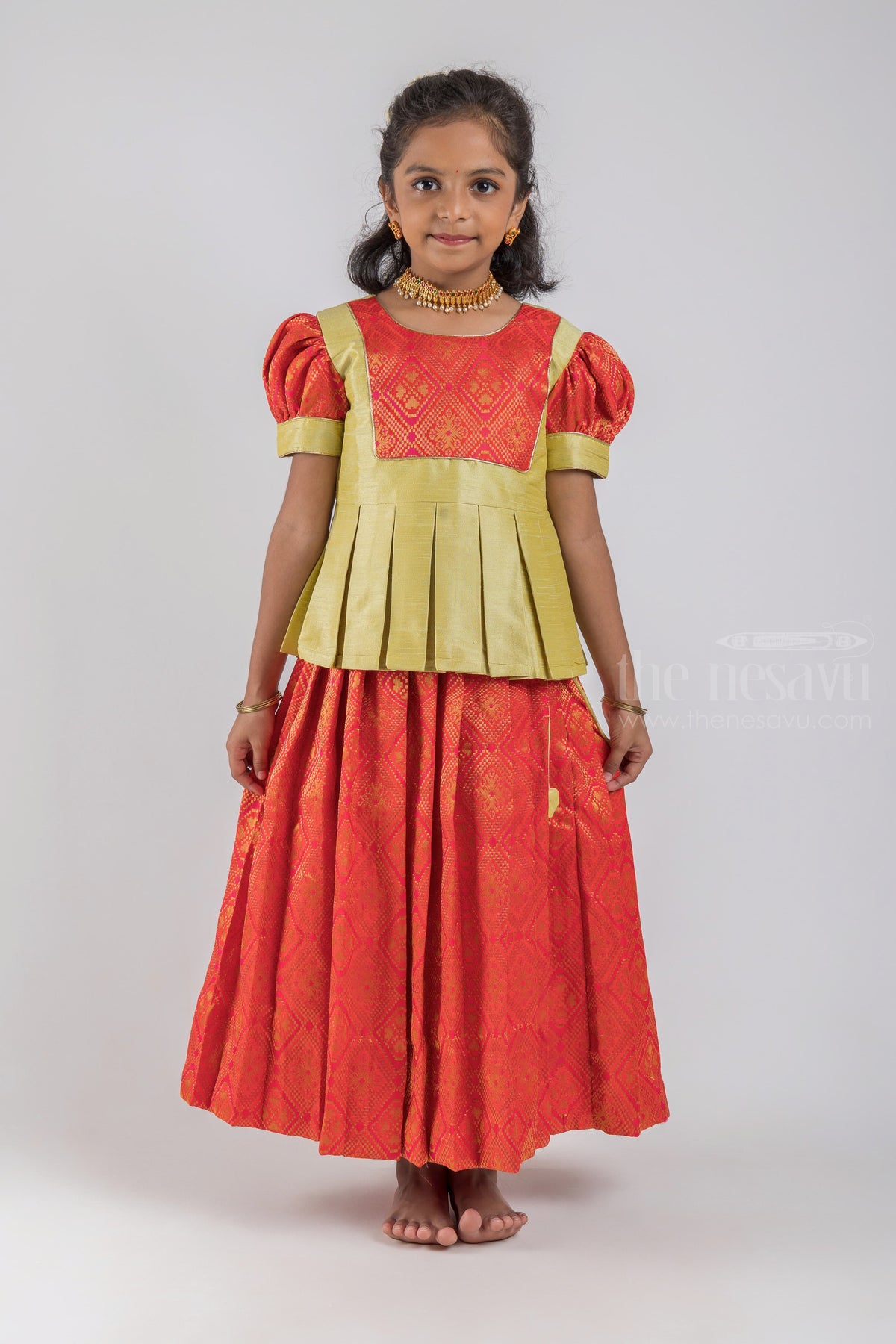 Banarasi Design Pattu Pavadai | Silk Skirt For girls | The Nesavu – The ...