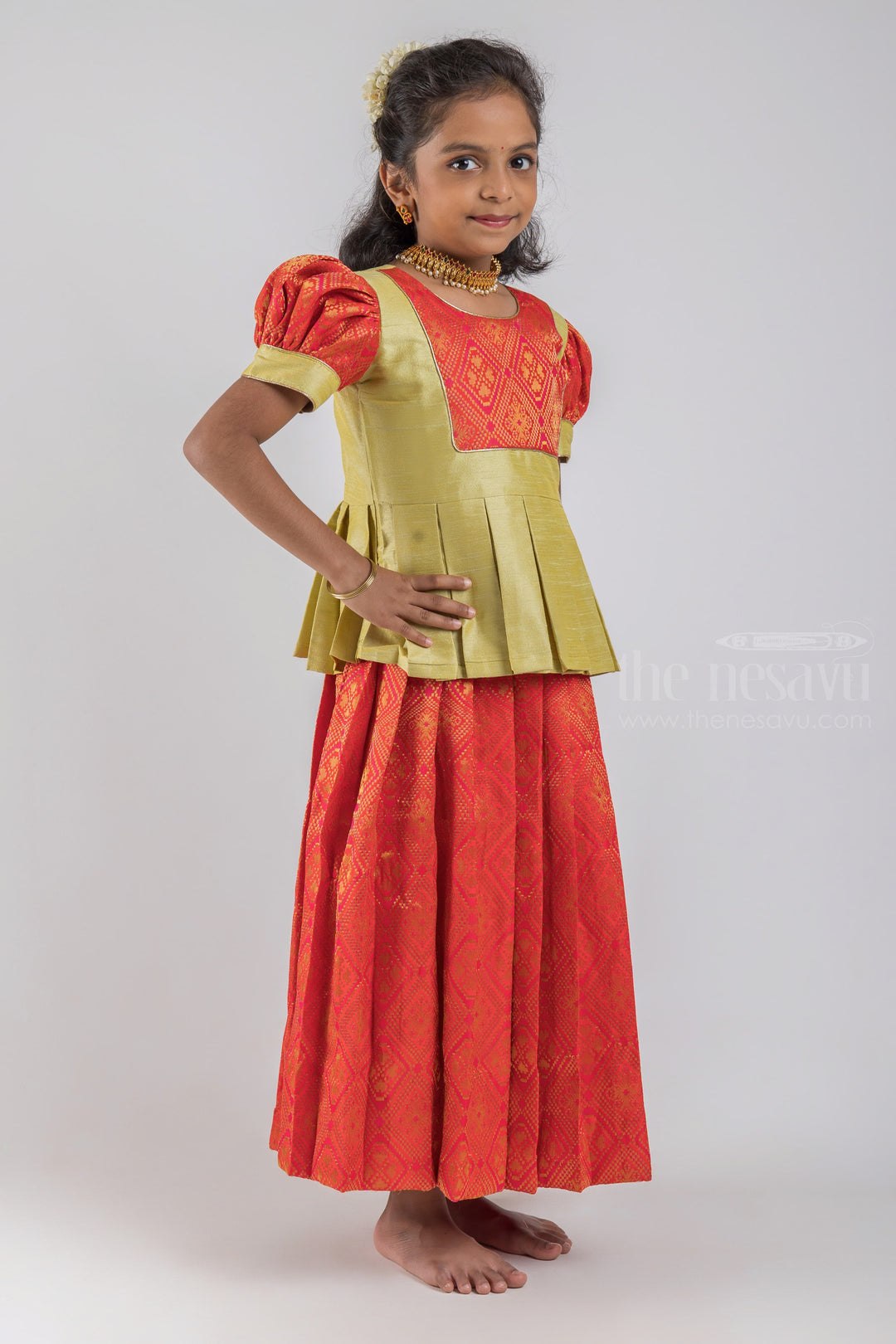 The Nesavu Pattu Pavadai Kerala Pattu Pavadai Designs: Timeless Elegance for Your Little One psr silks Nesavu