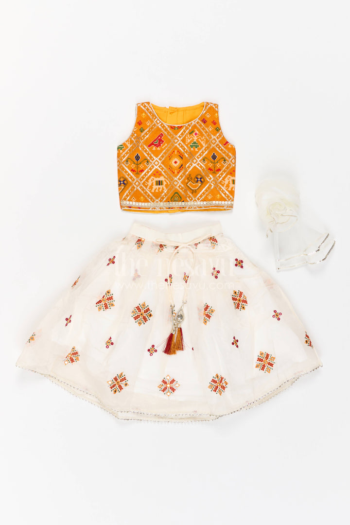 The Nesavu Girls Lehenga Choli Kids Chaniya Choli in Orange for Milestone Days Nesavu 16 (1Y) / Orange / Viscose Silk GL956A-16 Nesavu Kids Chaniya Choli In Orange For Family Functions GL956A-16