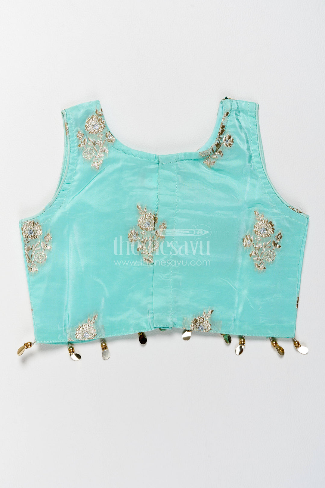 The Nesavu Girls Lehenga Choli Kids Chaniya Choli with Jacquard Weave for Weddings and Parties Nesavu Nesavu Kids Chaniya Choli In Blue For Family Functions