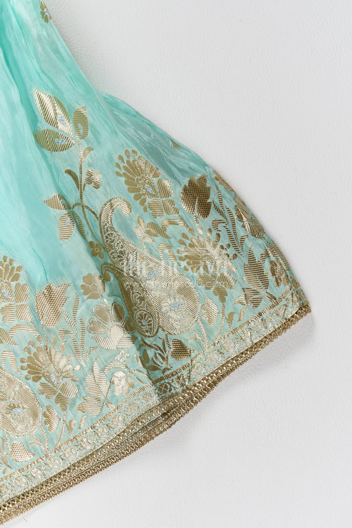 The Nesavu Girls Lehenga Choli Kids Chaniya Choli with Jacquard Weave for Weddings and Parties Nesavu Nesavu Kids Chaniya Choli In Blue For Family Functions