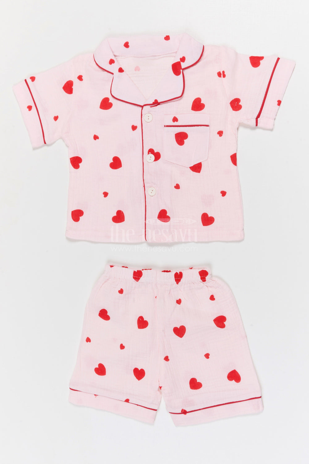 The Nesavu Night Dress Kids Cotton Night Suit Set for Daily Sleepwear Nesavu 16 (1Y) / Cream / Muslin Cotton NS053B-16 Nesavu Kids Muslin Cotton Night Dress Set With Digital Print For Everyday Comfort