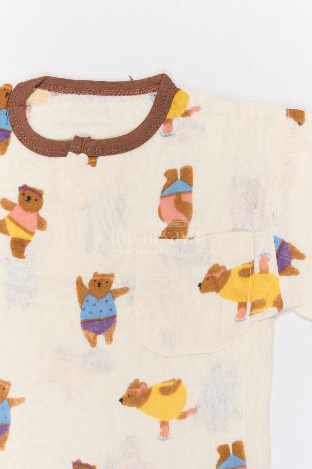 Nesavu Kids Unisex Muslin Cotton Dancing Bear Print Night Suit For Summer Sleepwear The Nesavu Nesavu Kids Unisex Muslin Cotton Dancing Bear Print Night Suit For Summer Sleepwear The Nesavu