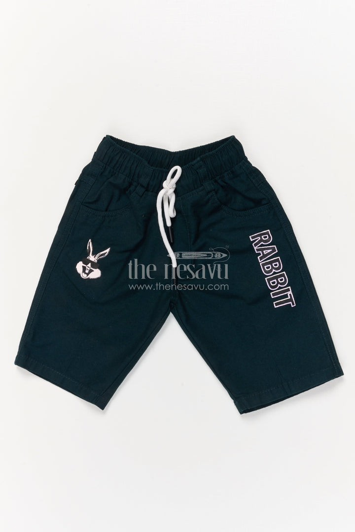 The Nesavu Boys Shorts Kids Cotton Shorts with Elastic Waistband and Playful Rabbit Print Nesavu 14 (6M) / Green / Cotton BWS066C-14 Boys soft cotton shorts with rabbit print and drawstring waist – perfect for play
