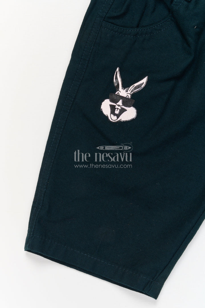 The Nesavu Boys Shorts Kids Cotton Shorts with Elastic Waistband and Playful Rabbit Print Nesavu Boys soft cotton shorts with rabbit print and drawstring waist – perfect for play