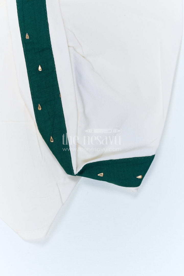 The Nesavu Boys Dothi Set Kids Ethnic Dothi Outfit for Festive Wedding Celebrations Nesavu Nesavu Kids Ethnic Dothi Outfit With Foil Print Kurta For Weddings And Festive Occasions