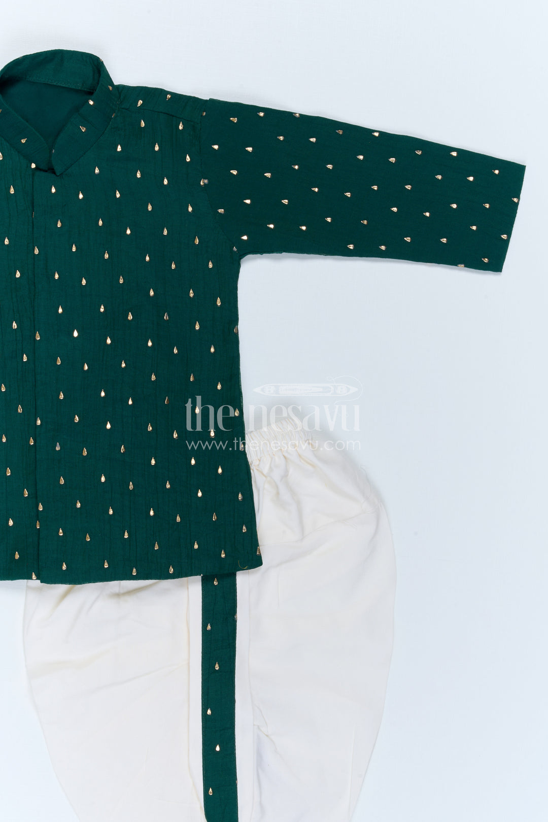 The Nesavu Boys Dothi Set Kids Ethnic Dothi Outfit for Festive Wedding Celebrations Nesavu Nesavu Kids Ethnic Dothi Outfit With Foil Print Kurta For Weddings And Festive Occasions