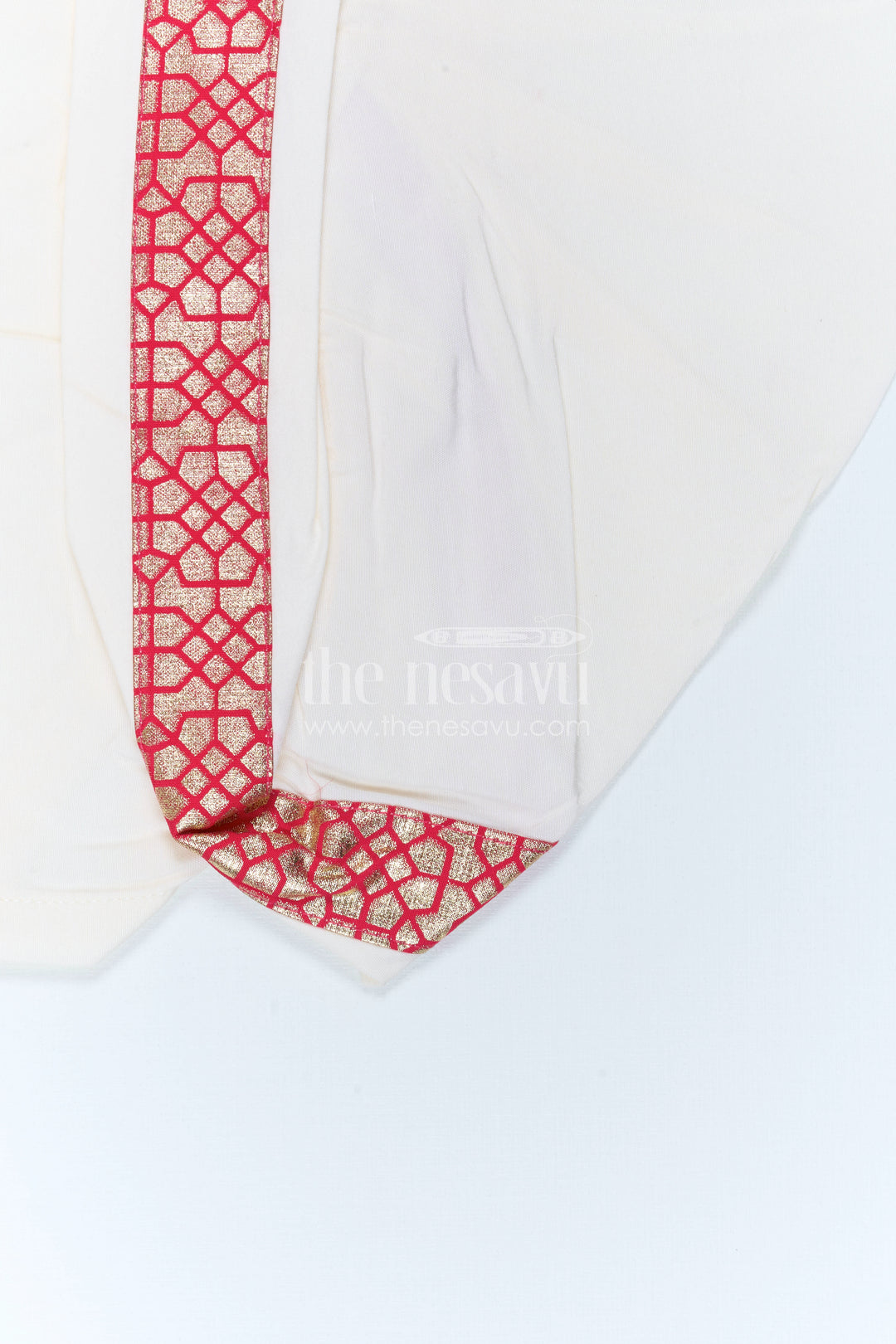 The Nesavu Boys Dothi Set Kids Festive Dothi Set for Weddings and Cultural Functions Nesavu Nesavu Kids Festive Dothi Set With Foil Print Kurta For Weddings And Traditional Functions