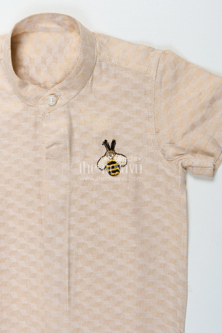 The Nesavu Boys Silk Shirt Kids Silk Shirt with Embossed Detailing for Festivals and Rituals Nesavu Nesavu kids embossed tissue silk shirt for traditional functions and festive rituals