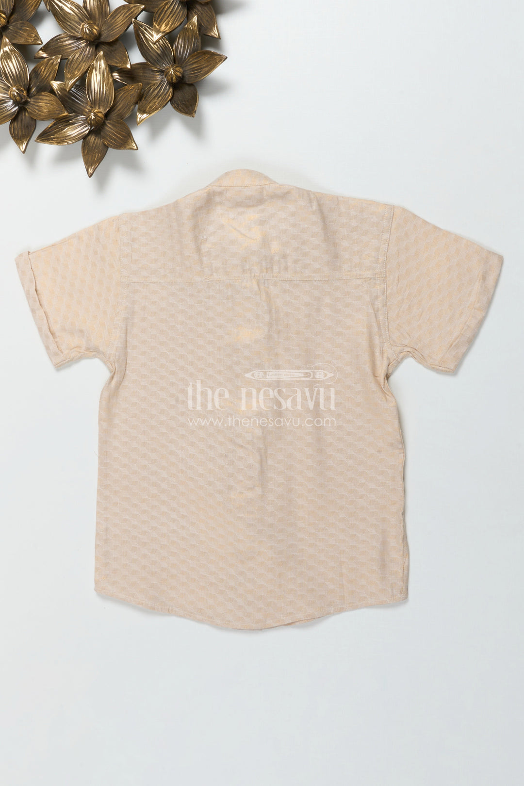 The Nesavu Boys Silk Shirt Kids Silk Shirt with Embossed Detailing for Festivals and Rituals Nesavu Nesavu kids embossed tissue silk shirt for traditional functions and festive rituals