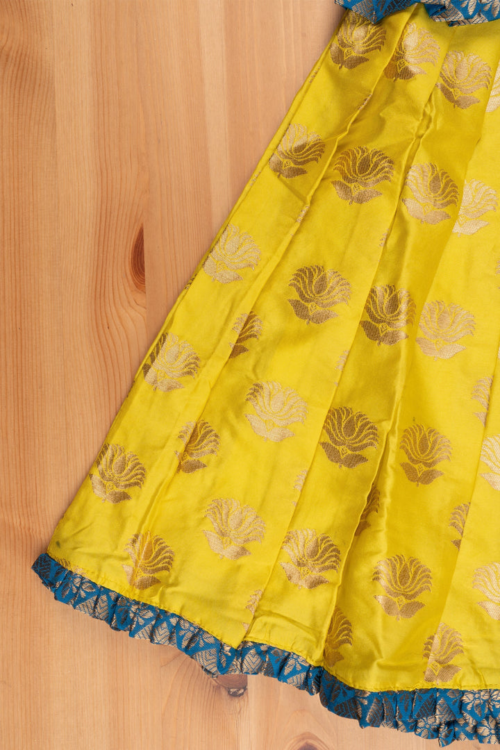 The Nesavu Pattu Pavadai Langa Voni Peplum Blouse with Zari Woven Pattu Langa - Perfect Silk Lehenga for Celebrations Nesavu Pattu Langa Davani | Pavadai Sattai For Girls | The Nesavu