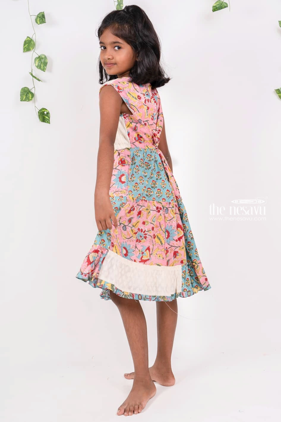 The Nesavu Girls Cotton Frock Latest Jaipuri Printed Cotton Gown Dress With Chinese Collar for Girls Nesavu Top 25 cotton gowns designs for girls | Newborn baby daily wear | the Nesavu