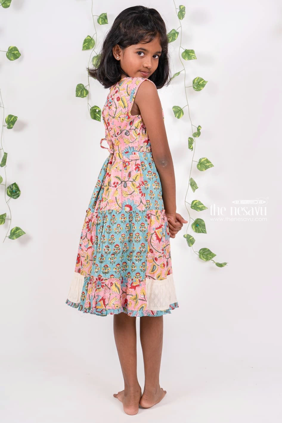 The Nesavu Girls Cotton Frock Latest Jaipuri Printed Cotton Gown Dress With Chinese Collar for Girls Nesavu Top 25 cotton gowns designs for girls | Newborn baby daily wear | the Nesavu