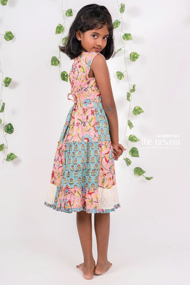 The Nesavu Girls Cotton Frock Latest Jaipuri Printed Cotton Gown Dress With Chinese Collar for Girls Nesavu Top 25 cotton gowns designs for girls | Newborn baby daily wear | the Nesavu