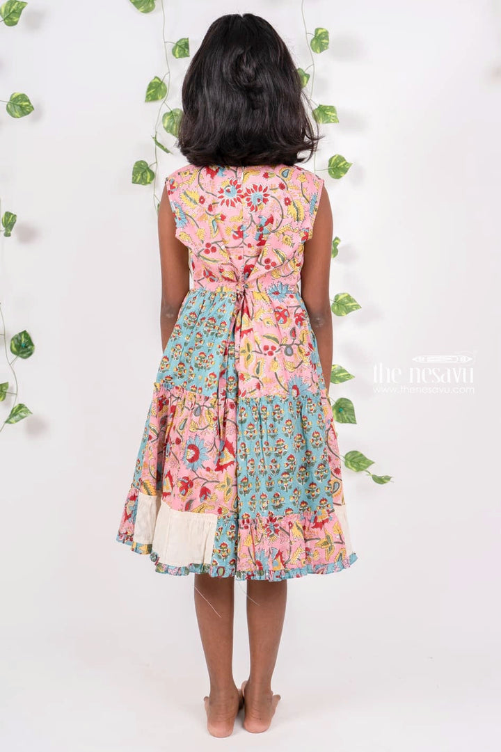 The Nesavu Girls Cotton Frock Latest Jaipuri Printed Cotton Gown Dress With Chinese Collar for Girls Nesavu Top 25 cotton gowns designs for girls | Newborn baby daily wear | the Nesavu