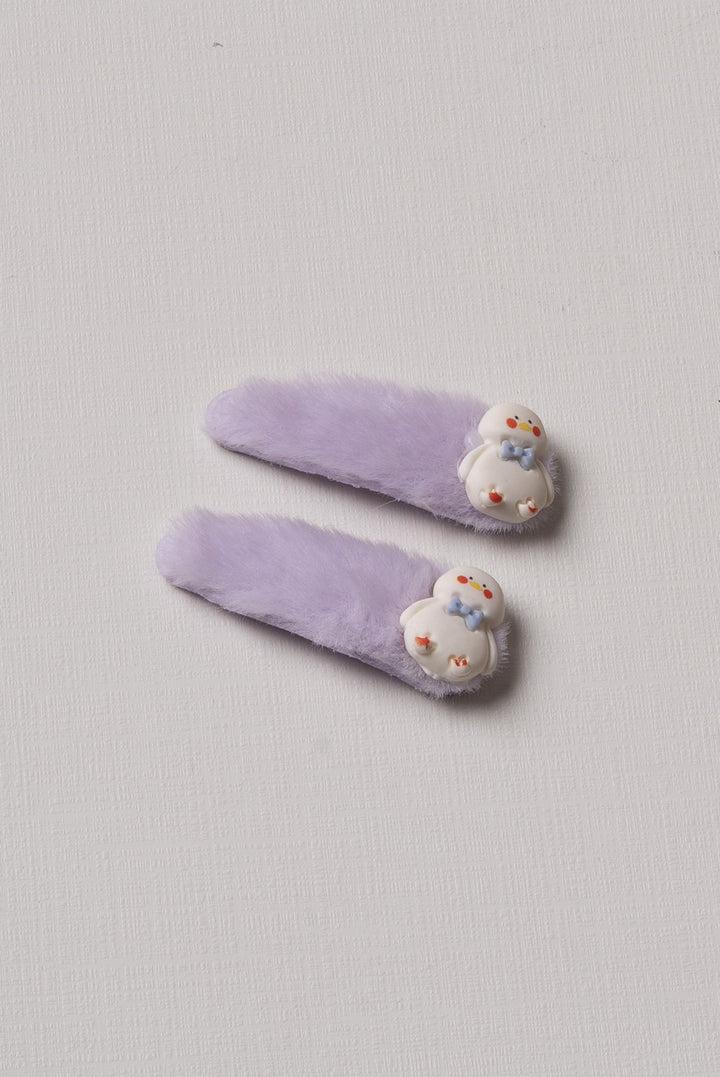 The Nesavu Tick Tac Clip Lavender Dream Fuzzy Tick Tac Clips Nesavu Purple / Style 3 JHTT16C Children's Lavender Fuzzy Animal Tick Tac Clips | Soft Hair Accessories | The Nesavu