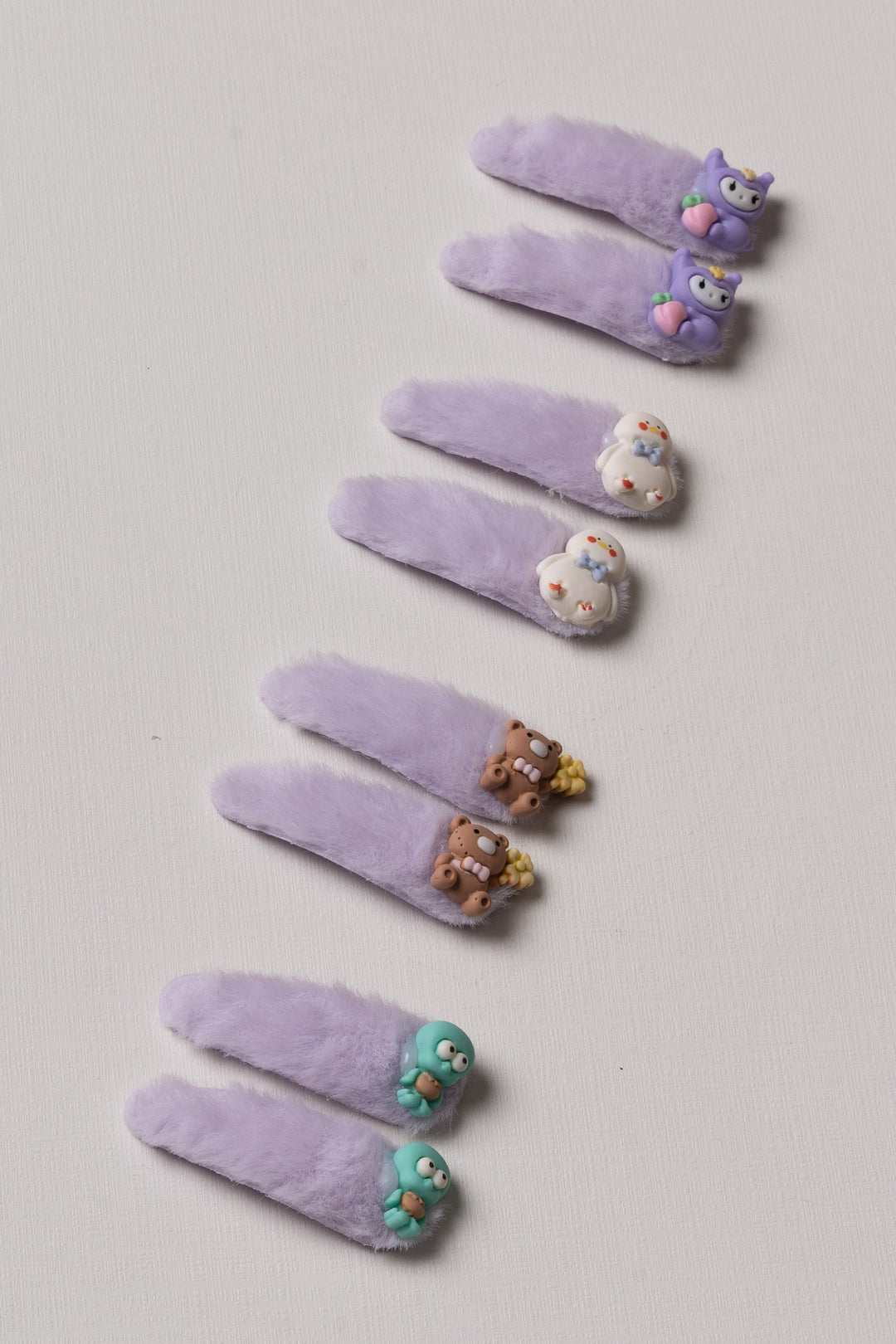 The Nesavu Tick Tac Clip Lavender Dream Fuzzy Tick Tac Clips Nesavu Children's Lavender Fuzzy Animal Tick Tac Clips | Soft Hair Accessories | The Nesavu