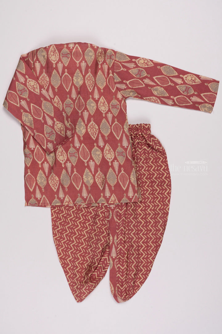 The Nesavu Boys Dothi Set Lavender Luxe: Regal Purple Bagh Print Kurta & Ocean Wave Dhoti Set for Boys Nesavu Latest Boys Ethnic Wear Designs | Comfortable Boys Kurta Dhoti Set | The Nesavu