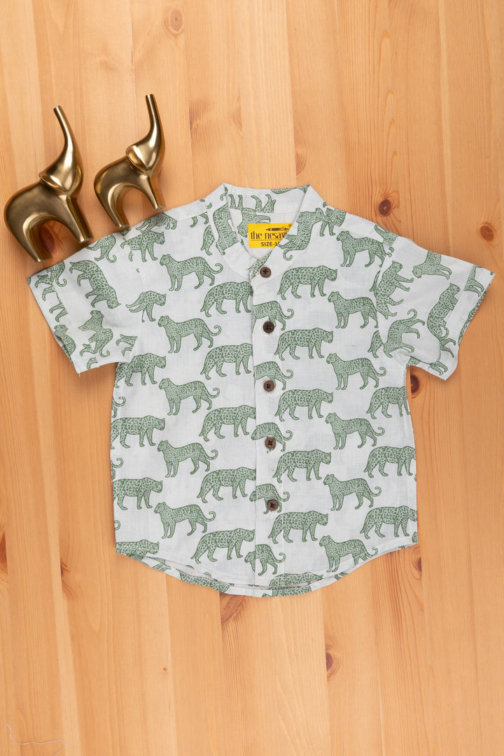 The Nesavu Boys Cotton Shirt Leopard Print Shirt for Boys | Pure Cotton | Nesavu | Exude Confidence and Style psr silks Nesavu