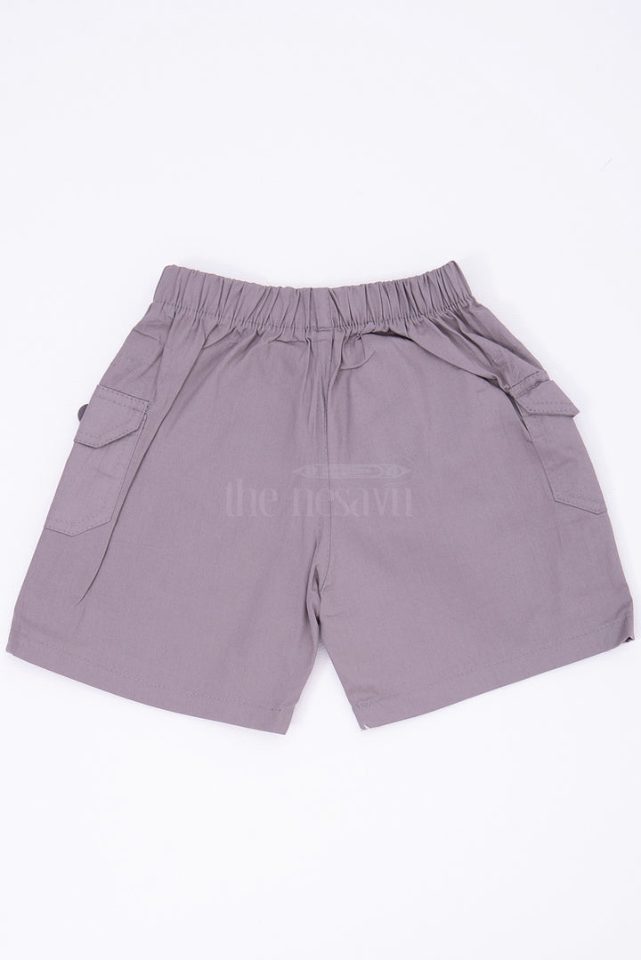 The Nesavu Boys Shorts Light Grey Boys Cotton Cargo Shorts with Elastic Waist Nesavu The Nesavu Light Grey Boys Cotton Cargo Shorts - Elastic Waist & Casual Style