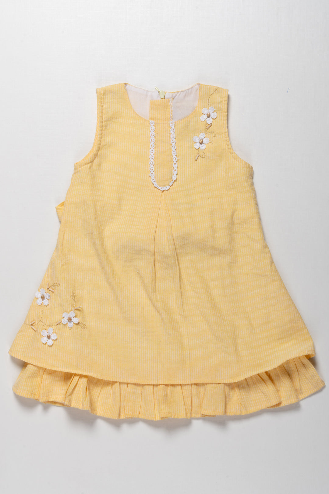 The Nesavu Baby Cotton Frocks Light Lemon Yellow Latest Lace Embroidered Cotton Gown For New Born Infants Nesavu 14 (6M) / Yellow BFJ299-14 Kids Summer Comfy Wear Collection Online | Baby Girls Gown Ideas | The Nesavu
