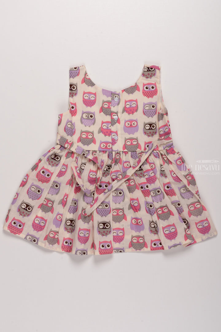 The Nesavu Baby Cotton Frocks Lilac Dreams: Soft-Toned Owl Patterned Baby Cotton Frock Nesavu Handpicked Baby Girl Frock Styles | Trendy and Comfortable Dresses | The Nesavu