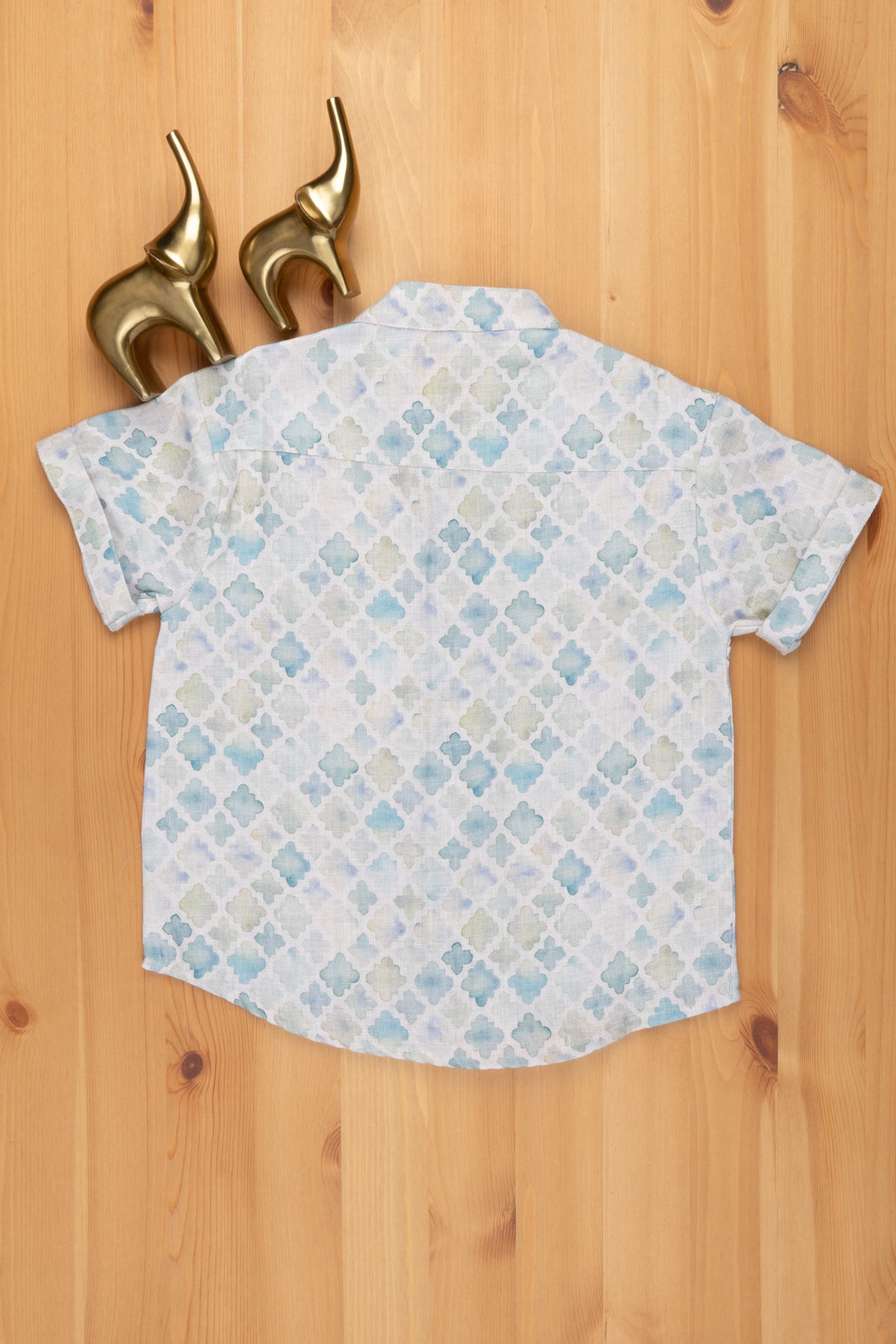 The Nesavu Boys Linen Shirt Linen Boys' Shirt with Geometric Prints for a Modern and Artistic Twist Nesavu Geometric Printed Linen Shirt | Baby Boys Casual Shirt | The Nesavu