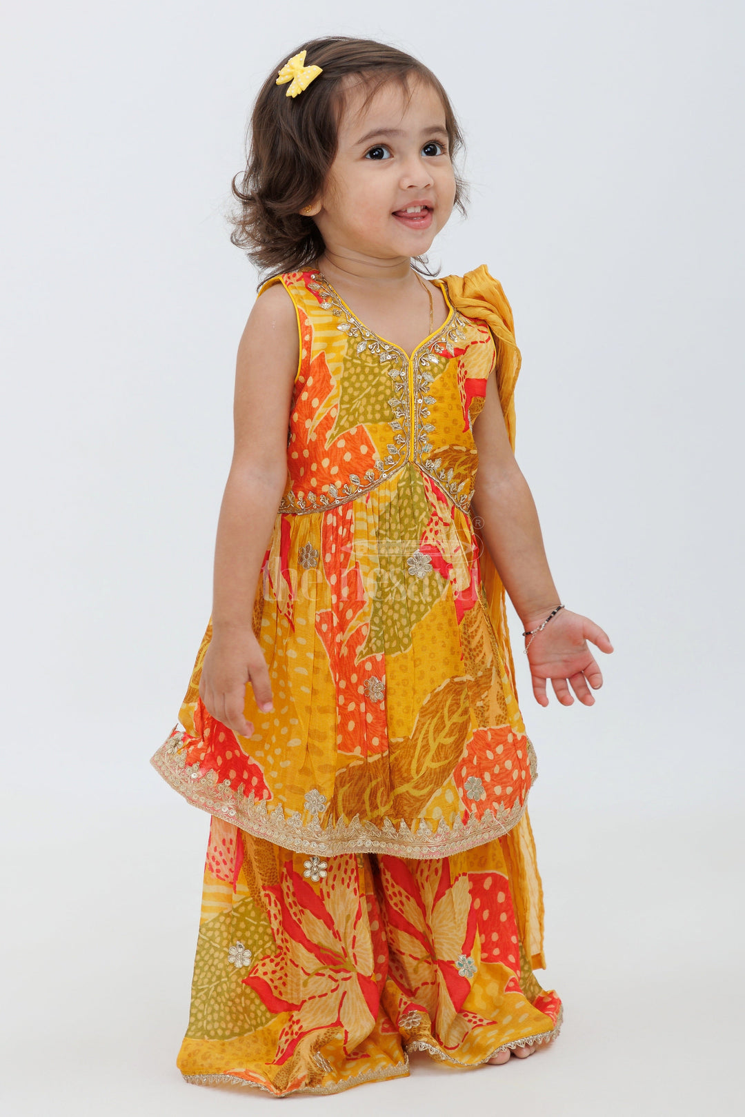 The Nesavu Girls Sharara / Plazo Set Little Bridal Maid Gharara Dress for Kids Nesavu Little Bridal Maid Gharara Dress for Kids - Special Event Wear