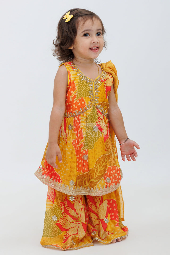 The Nesavu Girls Sharara / Plazo Set Little Bridal Maid Gharara Dress for Kids Nesavu Little Bridal Maid Gharara Dress for Kids - Special Event Wear