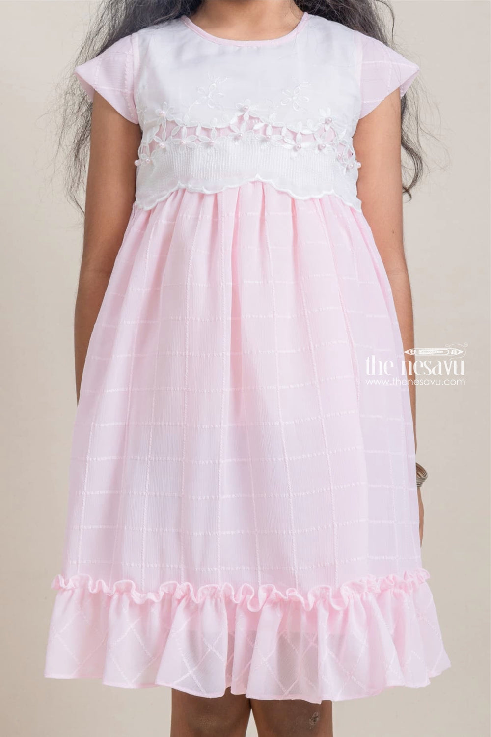 The Nesavu Girls Fancy Frock Lovely Colour Block Embroidery Design Pink Frock For Baby Girls Nesavu Premium Cotton Dress For Girls | Latest Cotton Dresses | The Nesavu