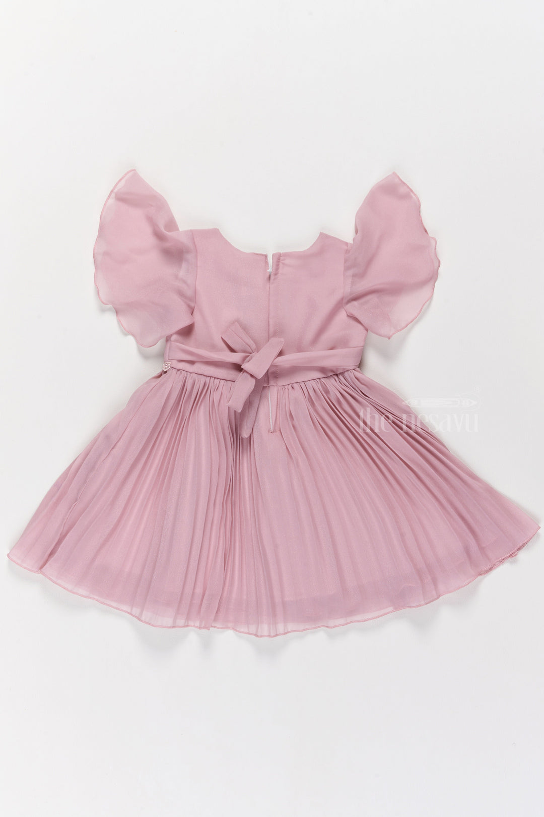 The Nesavu Girls Fancy Frock Lovely Pink Fancy Party Wear Dress for Girls with Delicate Embroidery and Puff Sleeves Nesavu Pink Fancy Party Wear Dress Girls Puff Sleeves Embroidery Nesavu