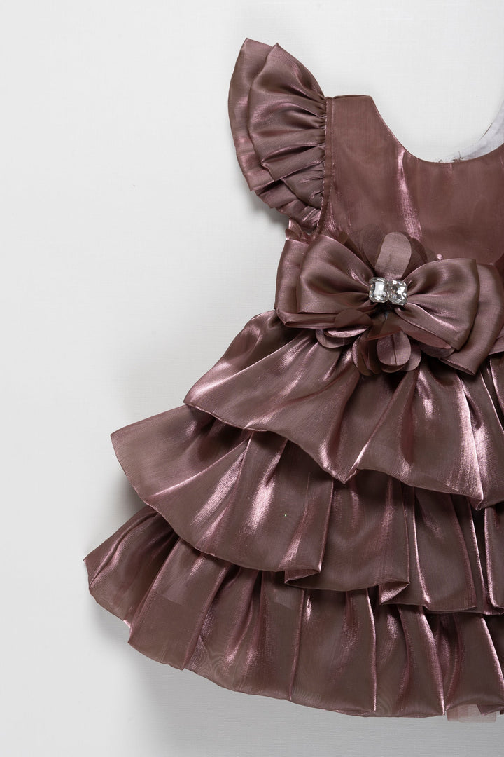 The Nesavu Girls Fancy Party Frock Luxe Mauve Organza Frock for Enchanting Baby Girl Birthdays Nesavu Shop Luxury Organza Frock | Baby's Birthday Delight | The Nesavu