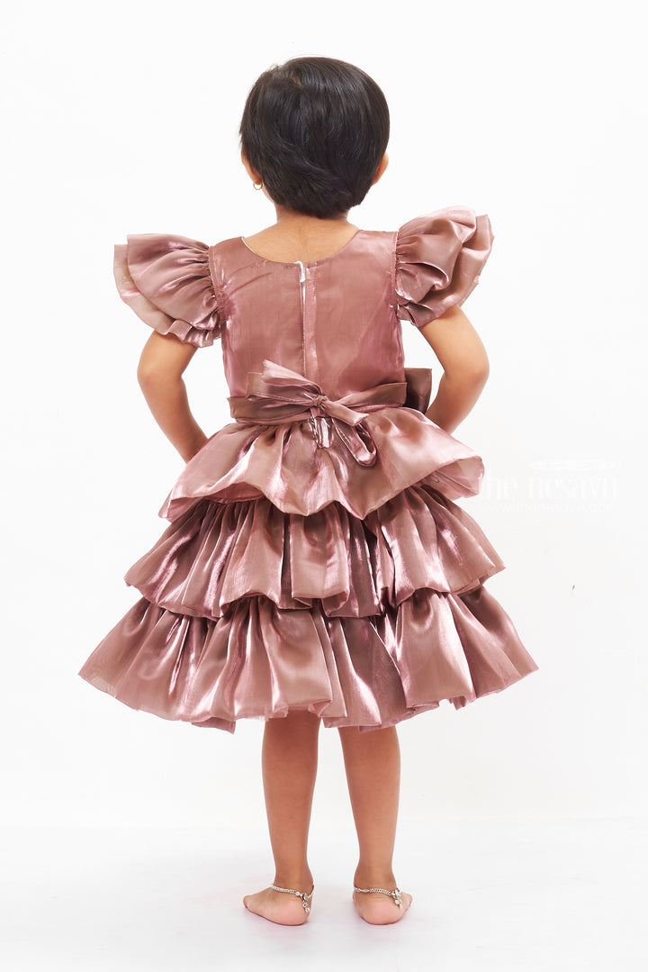 The Nesavu Girls Fancy Party Frock Luxe Mauve Organza Frock for Enchanting Baby Girl Birthdays Nesavu Shop Luxury Organza Frock | Baby's Birthday Delight | The Nesavu