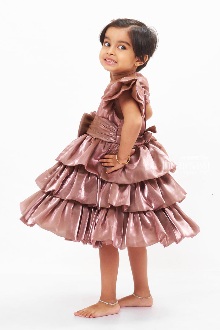 The Nesavu Girls Fancy Party Frock Luxe Mauve Organza Frock for Enchanting Baby Girl Birthdays Nesavu Shop Luxury Organza Frock | Baby's Birthday Delight | The Nesavu