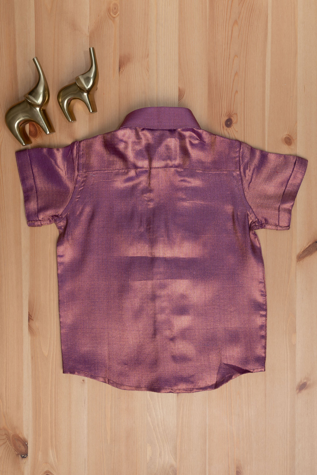 The Nesavu Boys Silk Shirt Majestic Pink Boys Pattu Zari Jacquard Shirt Nesavu "Rediscover Tradition with The Nesavu's Mini Maharaja Collection: Boys' Shirts at ₹490"