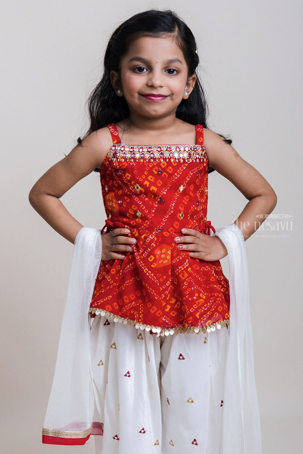 The Nesavu Girls Dothi Sets Maroon Short Tops With Mirror Embroidered Patiala Pants For Girls Nesavu Ethnic Short Tops And Patiala Pants| New Collection| The Nesavu
