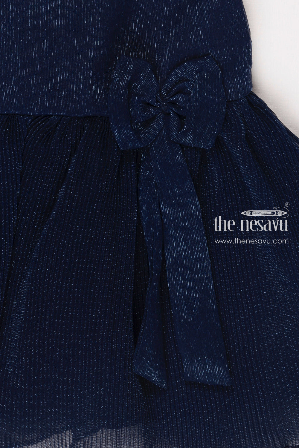 The Nesavu Baby Fancy Frock Midnight Blue Tulle Fancy Party Frock for Girls Nesavu Girls Elegant Midnight Blue Tulle Dress | Perfect for Special Occasions | The Nesavu