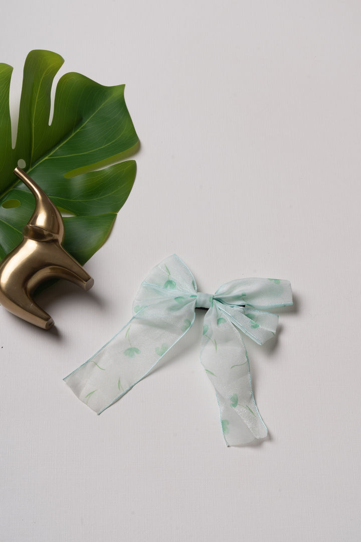 The Nesavu Hair Clip Mint Breeze Ribbon Hair Clip – A Touch of Spring for Your Little One Nesavu Green JHCL71H Mint Green Ribbon Clip for Hair | Fresh Spring-Inspired Hair Accessory for Girls | The Nesavu