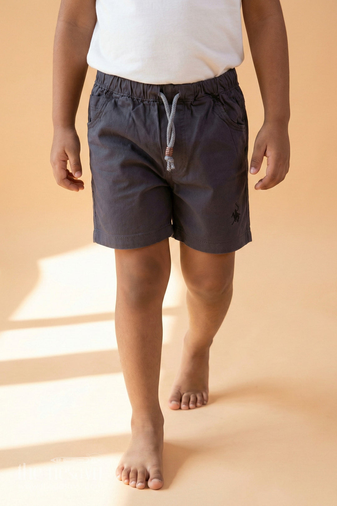The Nesavu Boys Shorts Modern Grey Kids Shorts with Drawstring Nesavu 16 (1Y) / Blue BWS008C-16 Modern Grey Kids Shorts with Drawstring - Durable and Stylish