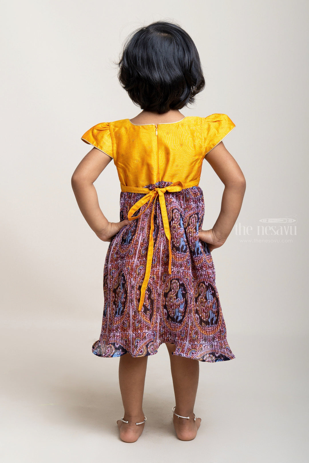 The Nesavu Girls Fancy Frock Multi Colour Semi-Crushed Desi Printed Cotton Frocks For Girls Nesavu Fresh Model Frocks Designs | Cotton Frock | The Nesavu